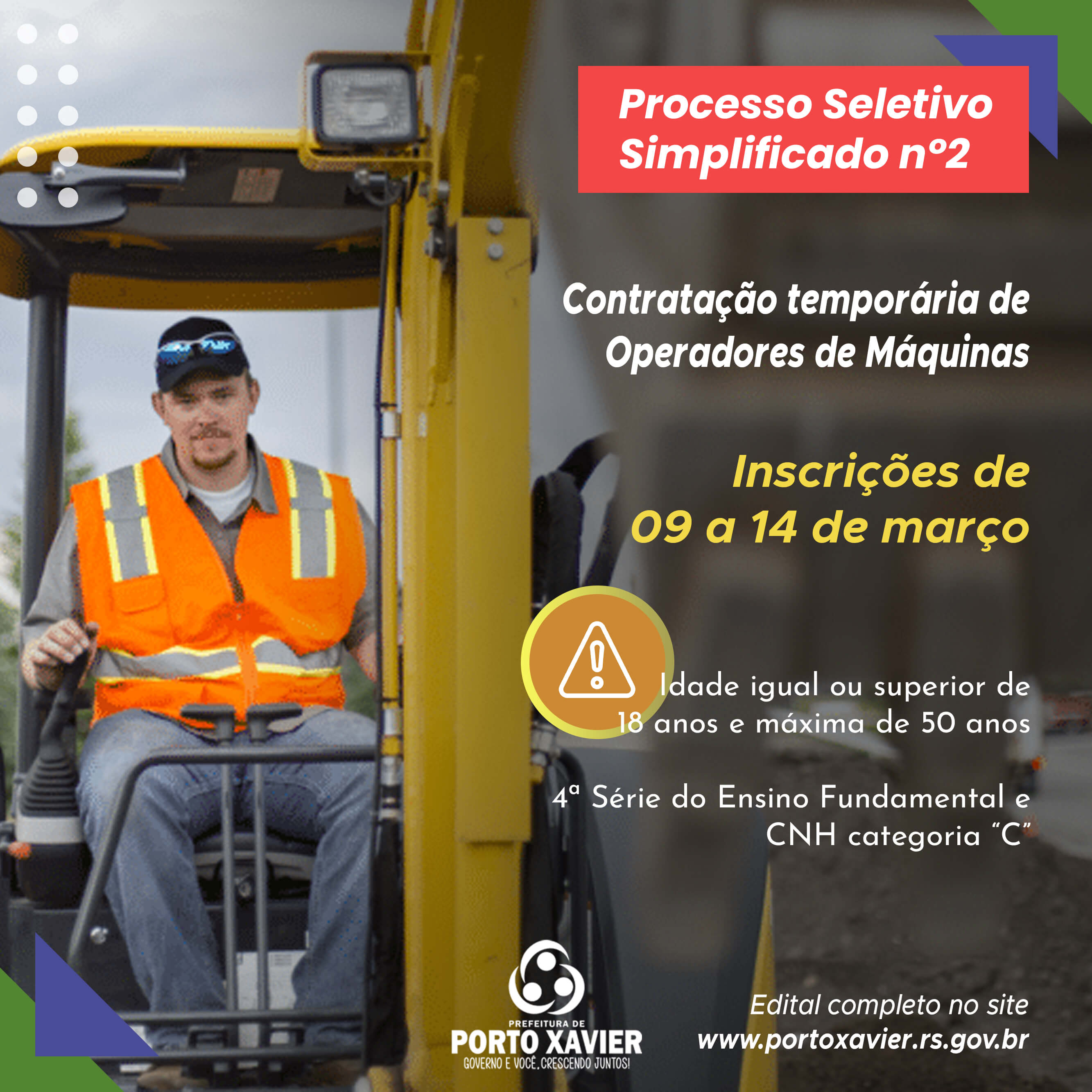 CONTRATAÇÃO DE OPERADORES DE MÁQUINAS